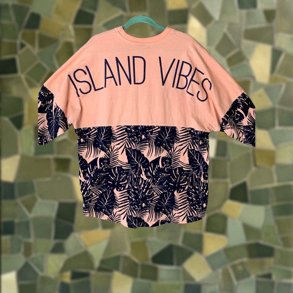 ESPIRIT Spirit Spirit Jersey Shirt Woman 2XL Peach T-Shirt Island Vibes 3/4 Sleeve Ferns Leaves Womens US 2XL Peach Island Bohemian 90s Beach Florida Shirt Size XXL / US 16-18 / IT 52-54 - 1 Thumbnail