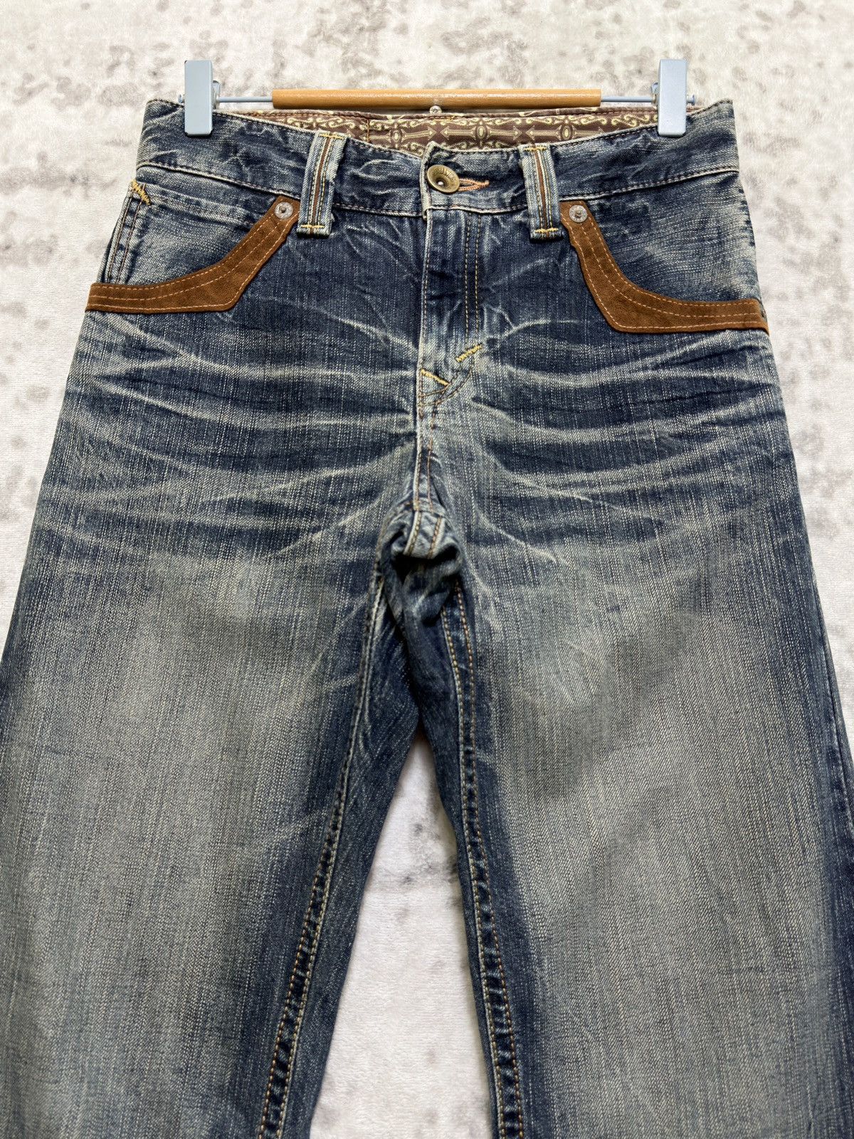 Edwin Vintage Edwin Western Suede Pocket Mud Wash Straight Denim Size US 27 - 4 Thumbnail