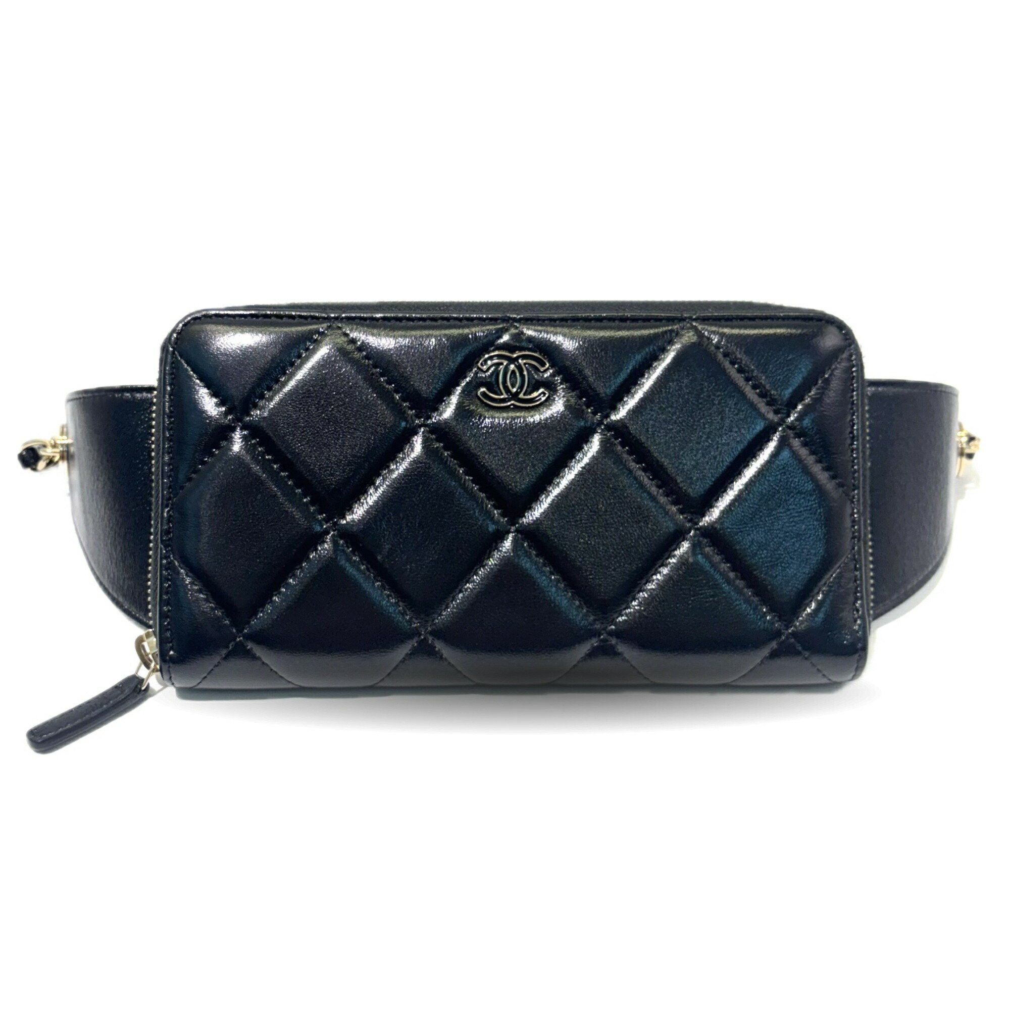 Chanel Chanel Waist Wallet Pouch Chain Lambskin Black Coco Mark CHANEL Size ONE SIZE - 1 Thumbnail