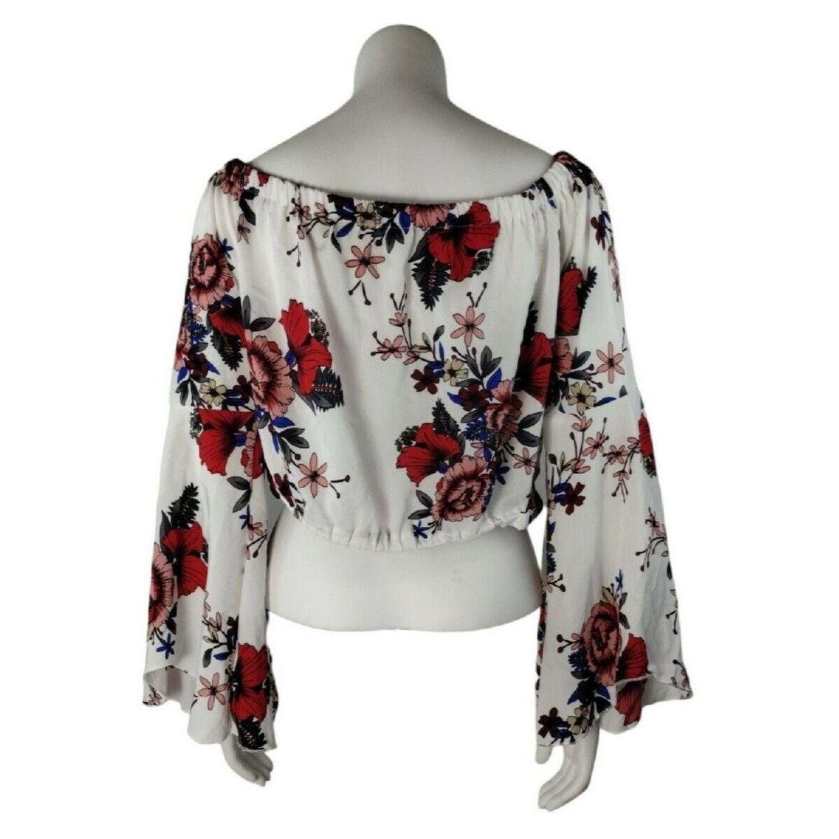 Other Florens Womens 1X Floral Print Off the Shoulder Bell Sleeve Size XL / US 12-14 / IT 48-50 - 4 Thumbnail