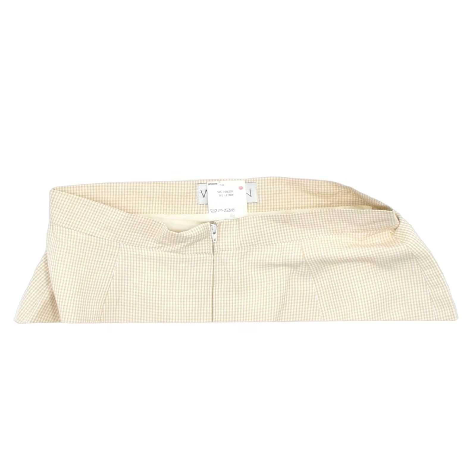 Vintage WOMEN Womens Pencil Skirt Beige Check Viscose Small EU 38 W26 Size 28" / US 6 / IT 42 - 3 Thumbnail