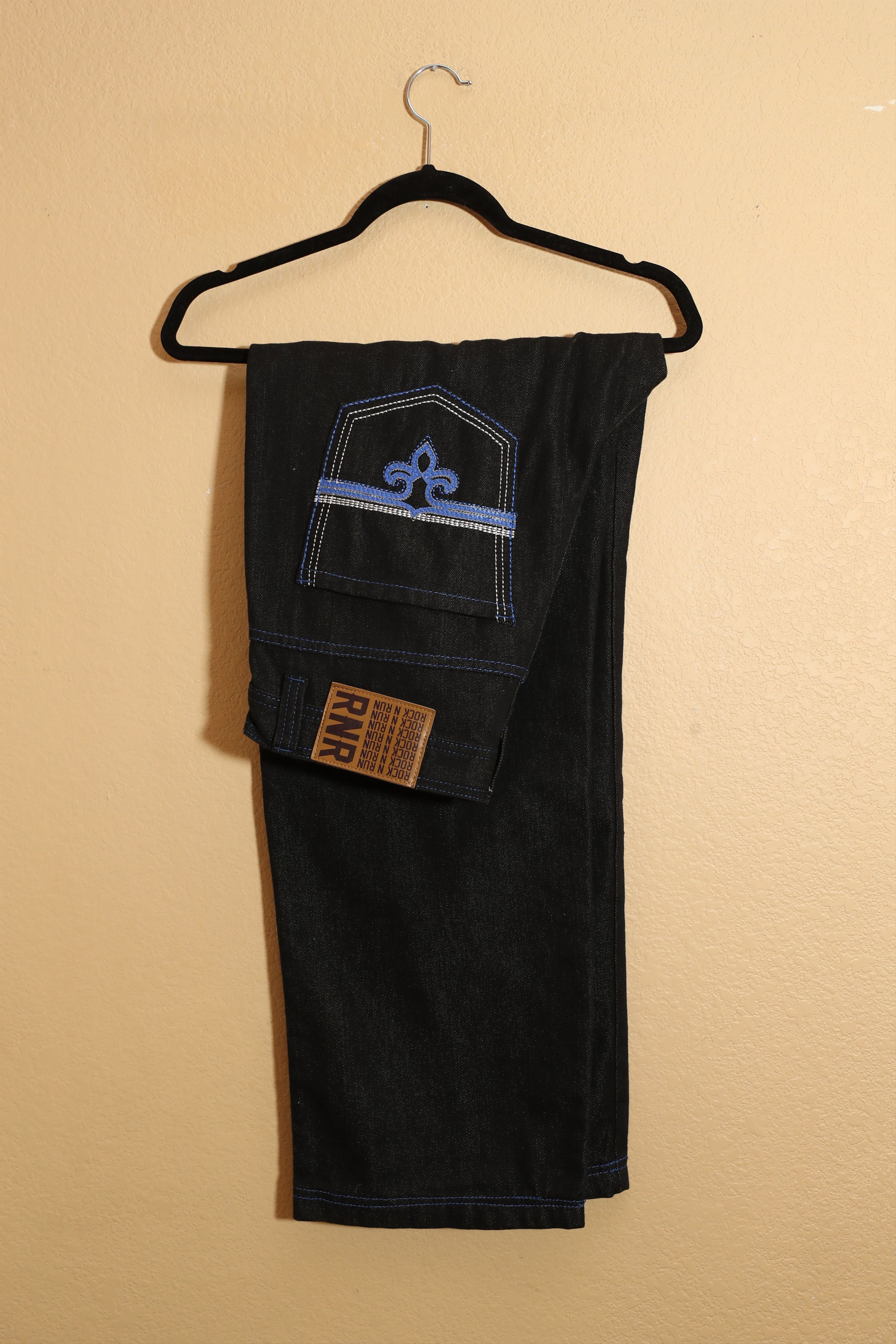 Vintage Vintage Rock N Run RNR Dark Wash Wide Leg Jeans (34x32) Size US 34 / EU 50 - 2 Thumbnail