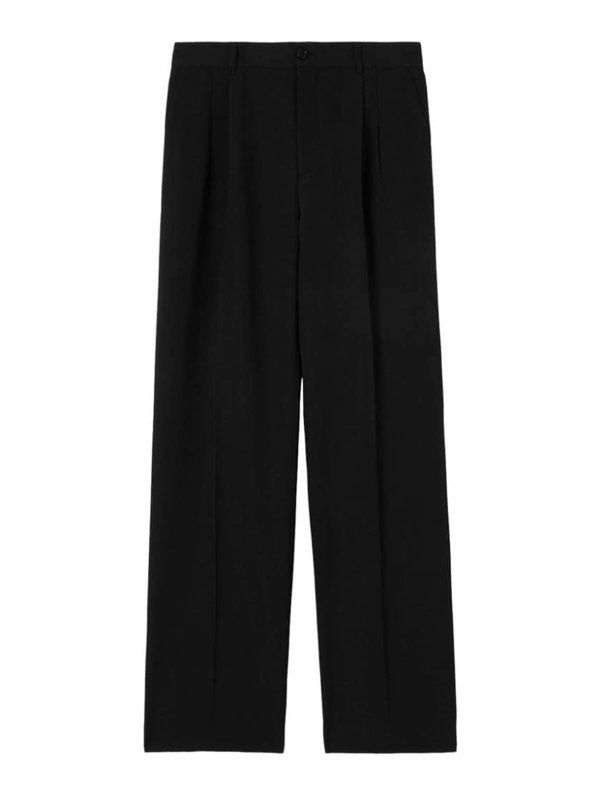 Burberry o1mle0326 Wide Leg Wool Twill Pants in Black Size US 34 / EU 50 - 1 Thumbnail