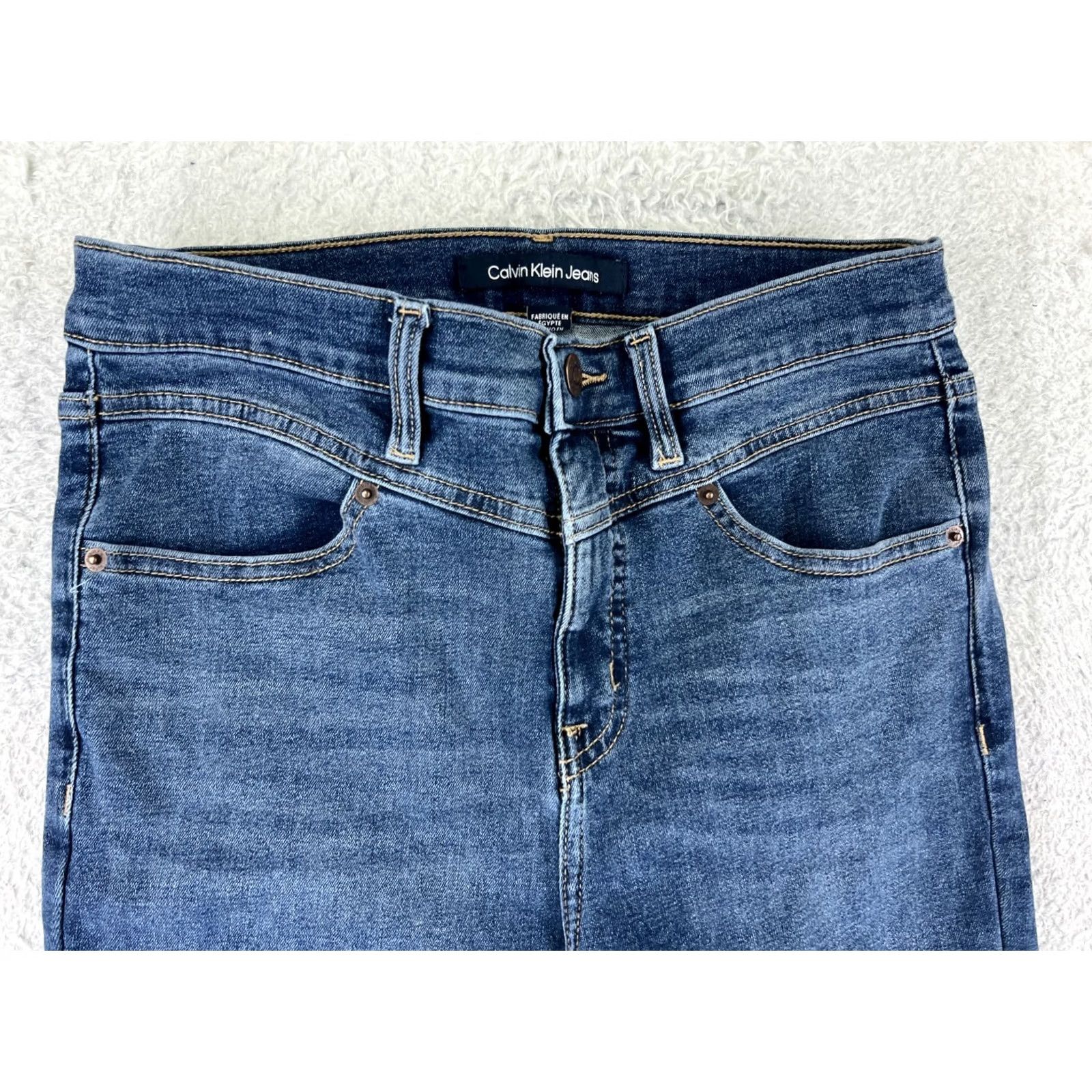 Calvin Klein Calvin Klein Jeans Women's Juniors 8 Blue Bootcut Distressed Denim High Rise Cotton 25x28 Size 30" / US 8 / IT 44 - 4 Thumbnail