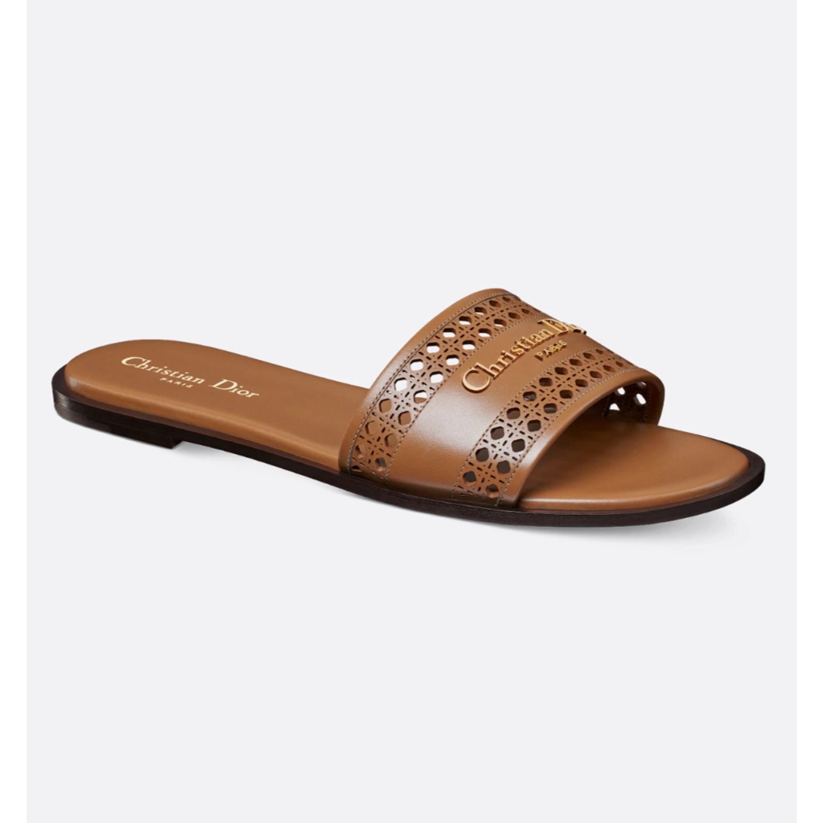 Dior Dior D-Lane Micro Cannage Chestnut Leather Slide Sandal 39 Size US 8 / IT 38 - 6 Thumbnail