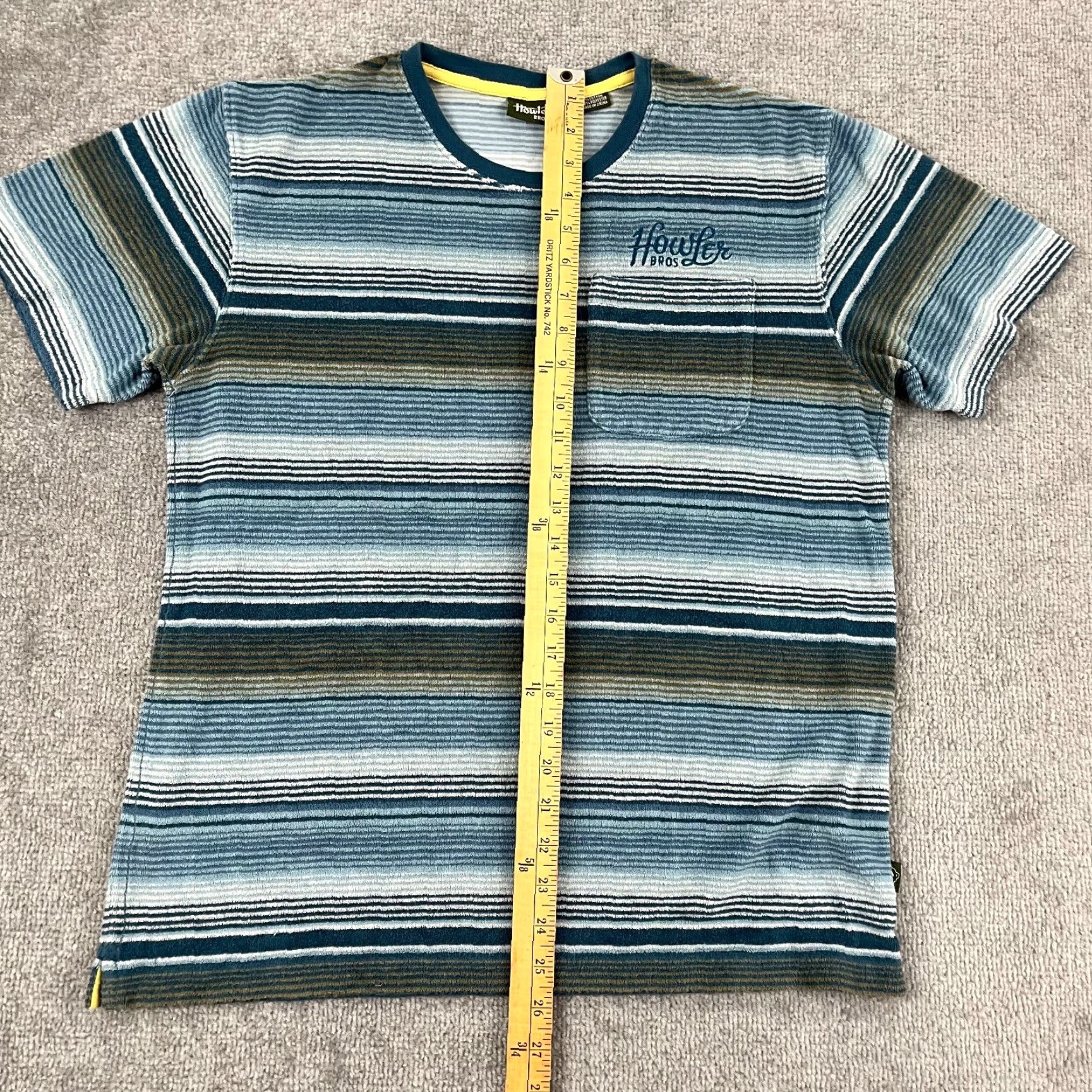 Howler Brothers HOWLER BROTHERS Shirt Mens Medium Blue Striped Terry Cloth Pocket Short Sleeve Size US M / EU 48-50 / 2 - 5 Thumbnail