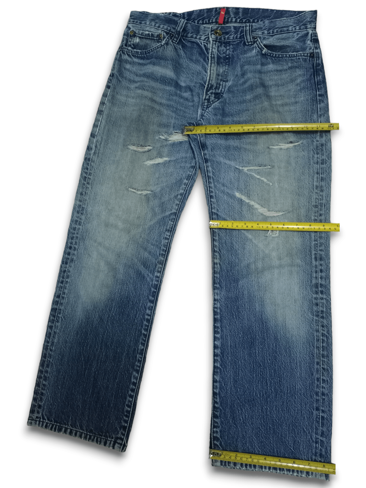 Japanese Brand × Uniqlo S002 Vintage Uniqlo UJ Washed Blue Distressed Baggy Jeans Size US 34 / EU 50 - 12 Thumbnail