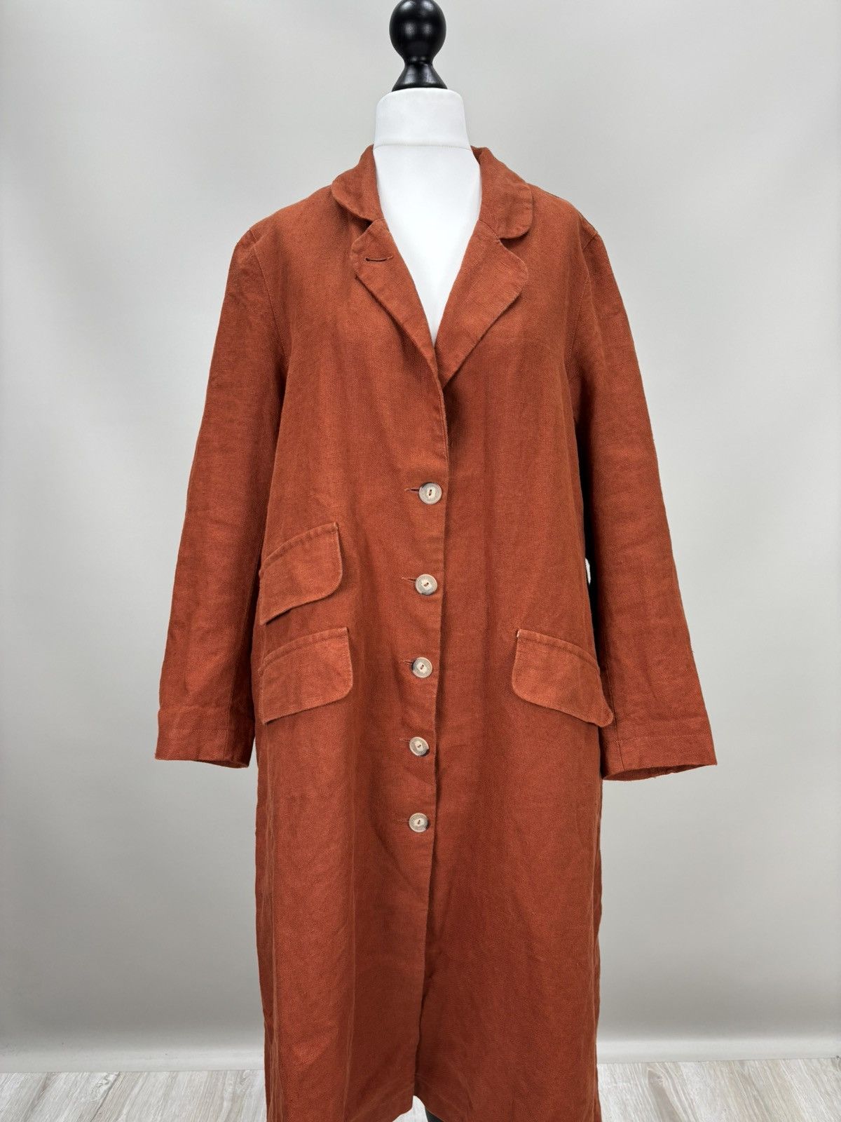 Other Womens linen coat Son de Flor Size XL/XXL Color Orange/Brown Size XL / US 12-14 / IT 48-50 - 2 Thumbnail