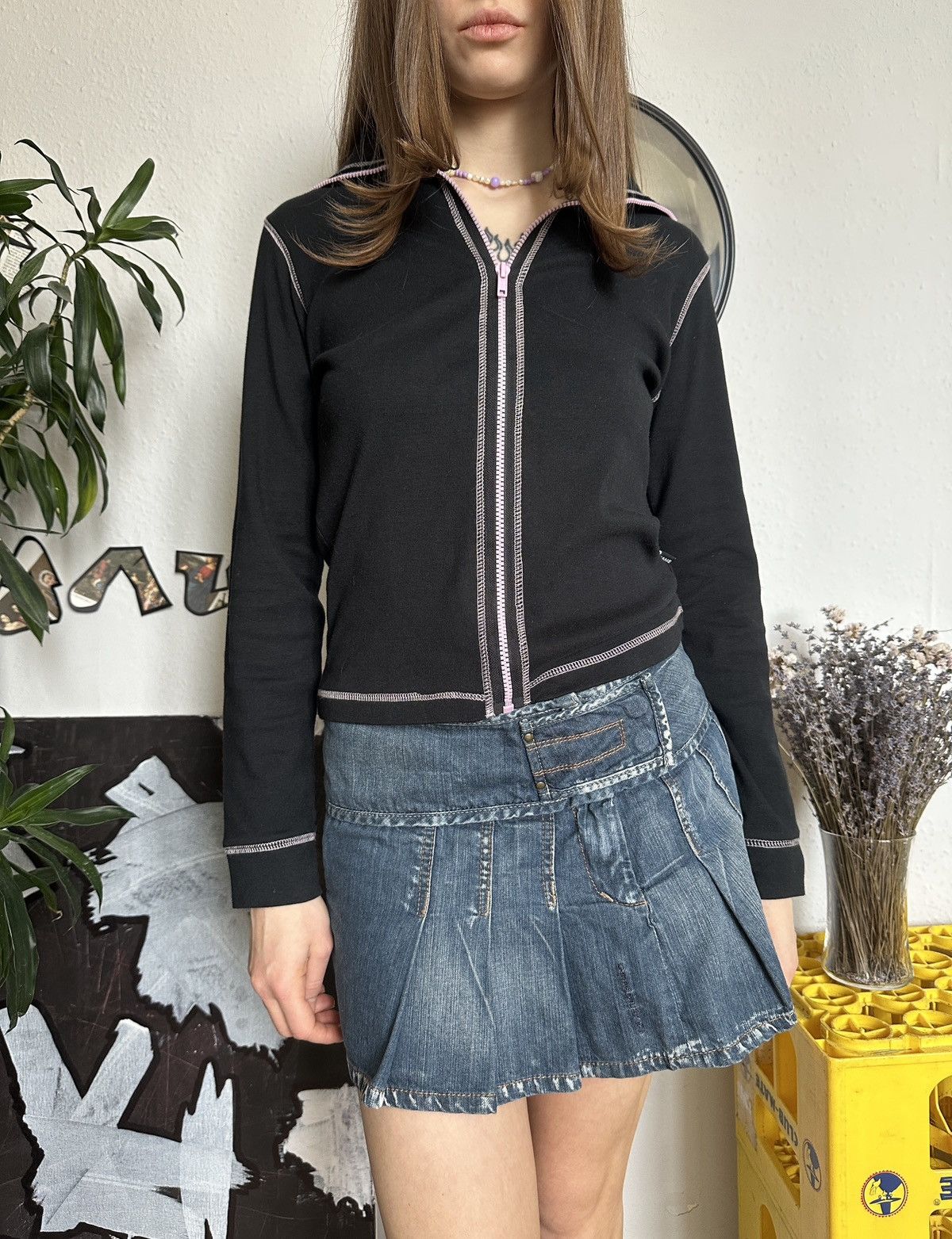 Japanese Brand × Vintage Sporty Zip Contrast Stitch Hieroglyphics Tracksuit Pullover Size S / US 4 / IT 40 - 4 Thumbnail