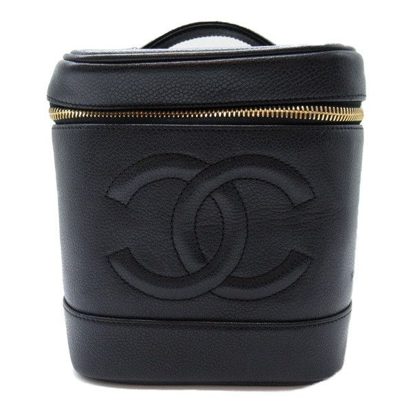 image of Chanel Cc Caviar Vanity Case in Black, Women's