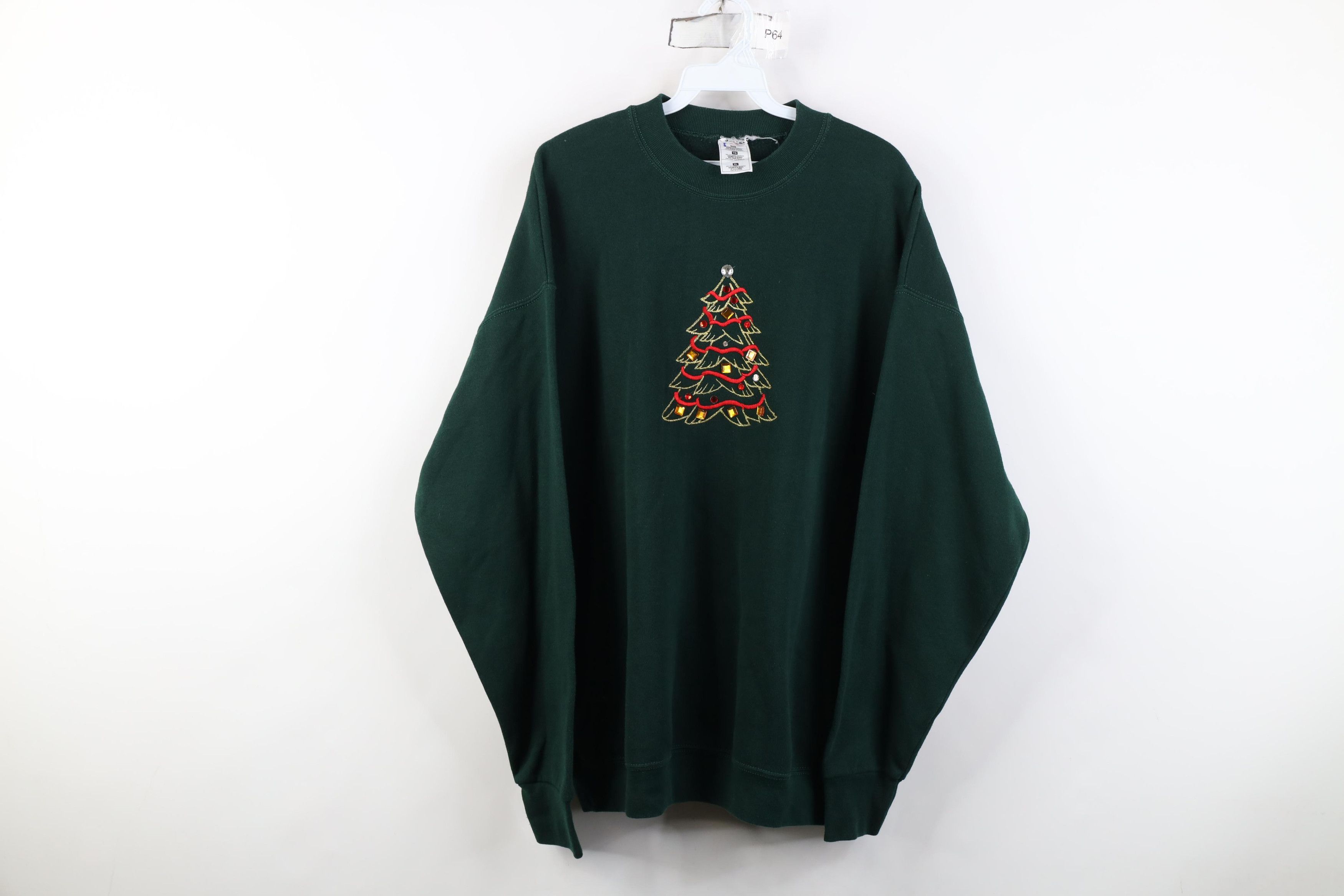 Vintage Vintage 90s Christmas Tree Rhinestone Jeweled Sweatshirt Size XL / US 12-14 / IT 48-50 - 1 Thumbnail