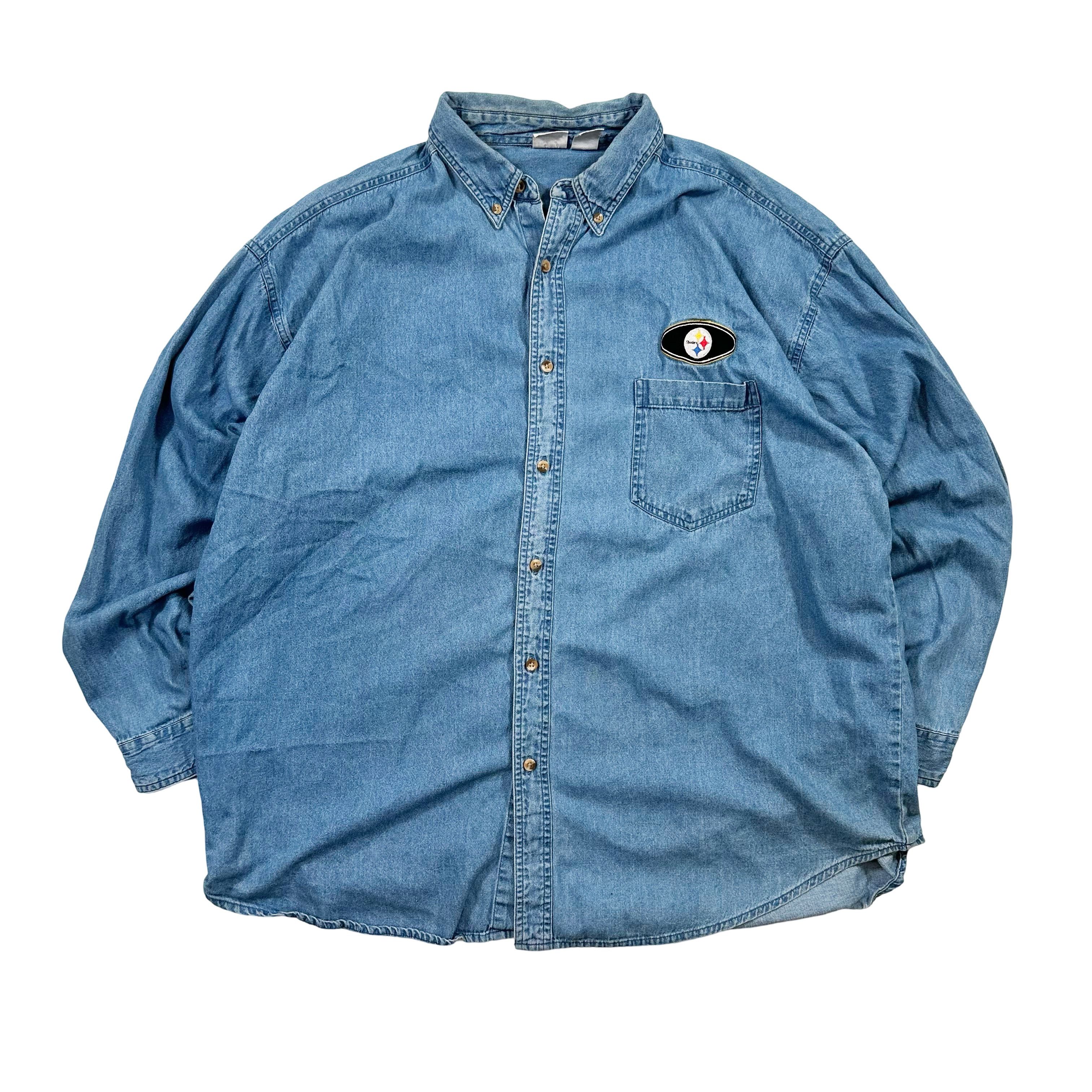 Vintage Vintage 90s Pittsburgh Steelers Embroidered Light Denim Size US XXL / EU 58 / 5 - 1 Thumbnail