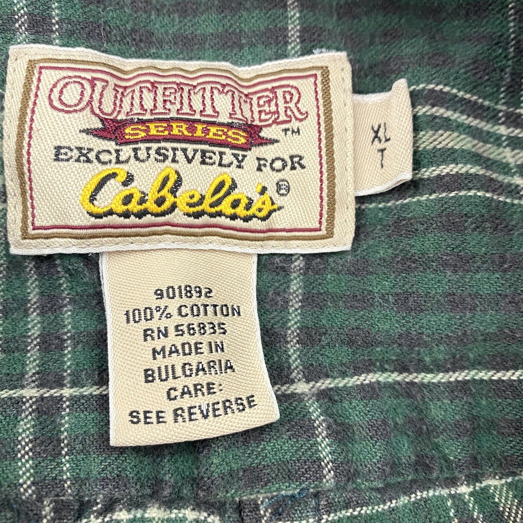 Vintage Cabela's Outfitter Series Flannel Shirt Green Plaid Long Sleeve Big & Tall XLT Men Size US XL / EU 56 / 4 - 6 Thumbnail