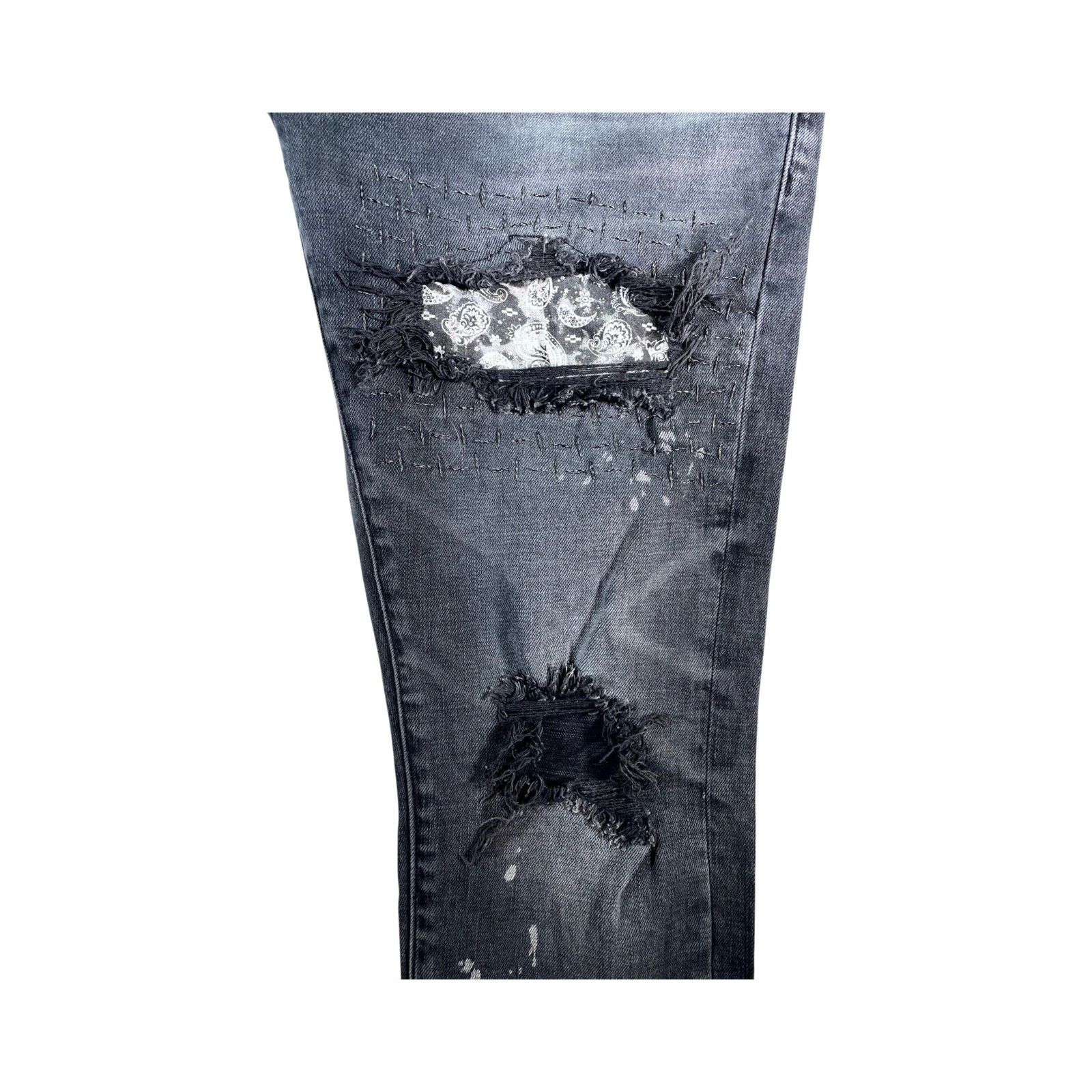 Purple Brand Purple Brand "Paisley Patchwork" Black Wash Jeans Size US 34 / EU 50 - 3 Thumbnail