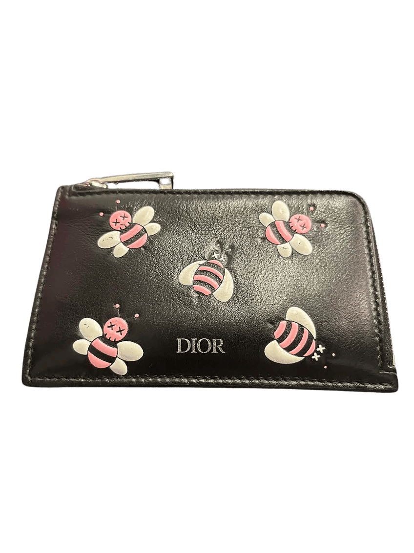 Dior Dior x Kaws Zipped Card and Coin Holder Pink Bees Black Size ONE SIZE - 1 Thumbnail