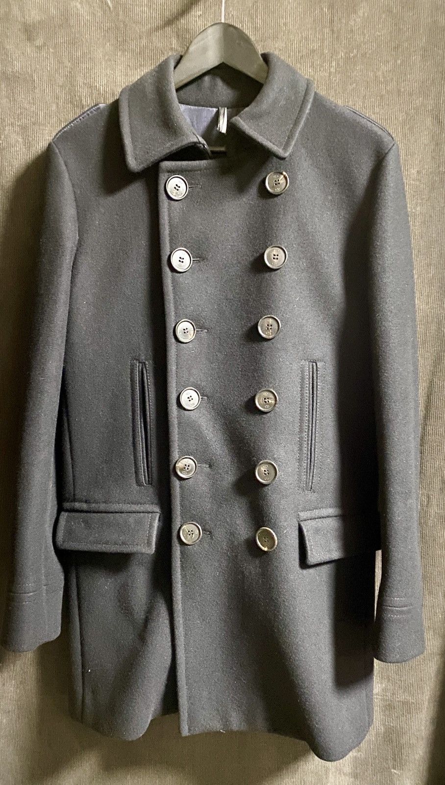 Dior × Hedi Slimane dior homme pea coat wool aw06 hedi slimane wool |  Grailed