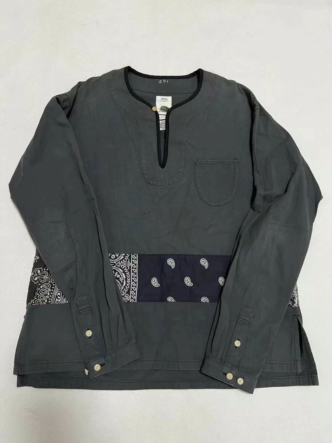visvim 18AW BORDER BANDANA TUNIC SHIRT