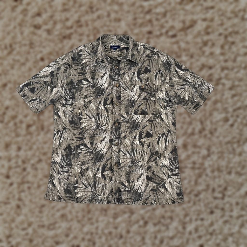 Croft & Barrow Croft & Barrow Shirt Adult Medium Gray Floral Hawaiian 100% Cotton Short Sleeve Mens Size US M / EU 48-50 / 2 - 1 Thumbnail