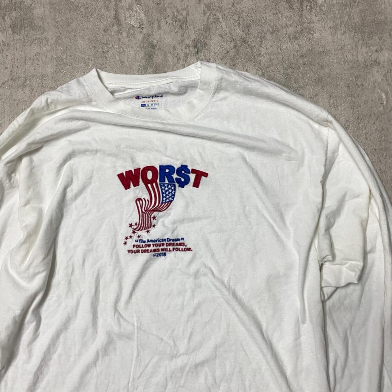 Champion White Champion long sleeve shirt with "worst" Size US XL / EU 56 / 4 - 2 Thumbnail