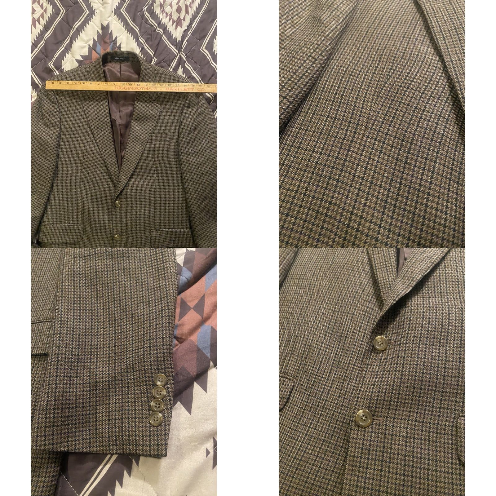 Ralph Lauren Lauren Ralph Lauren Men’s 100% Wool Houndstooth Blazer 2 Button Size 42R Size 42R - 8 Thumbnail