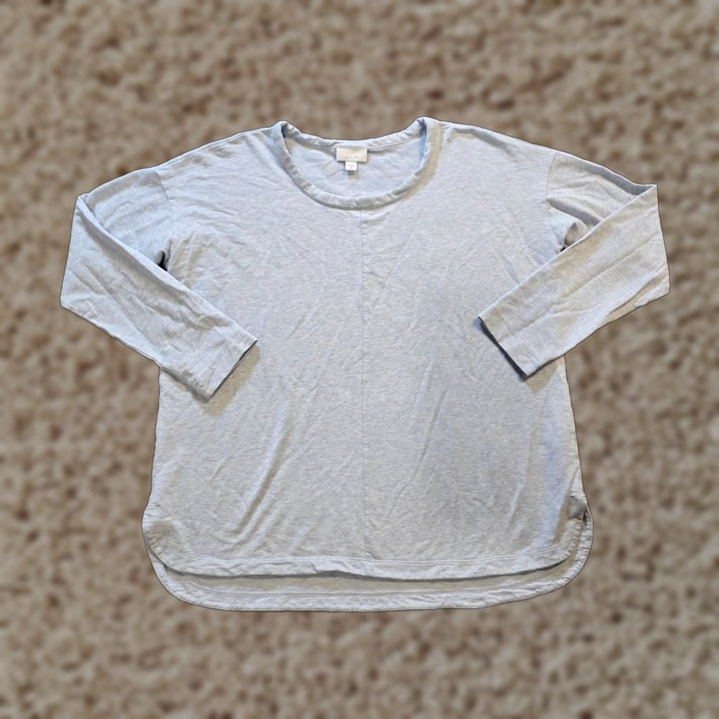 J. Jill J. Jill Blouse Women's Size M Blue Pima Cotton Round Neck Long Sleeve Casual Capsule Shirt Size M / US 6-8 / IT 42-44 - 1 Thumbnail