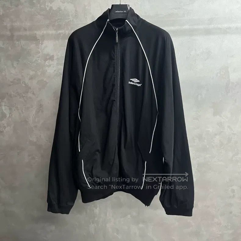 Balenciaga Balenciaga Black Printed Stand Collar Sports Jacket Size US L / EU 52-54 / 3 - 1 Thumbnail
