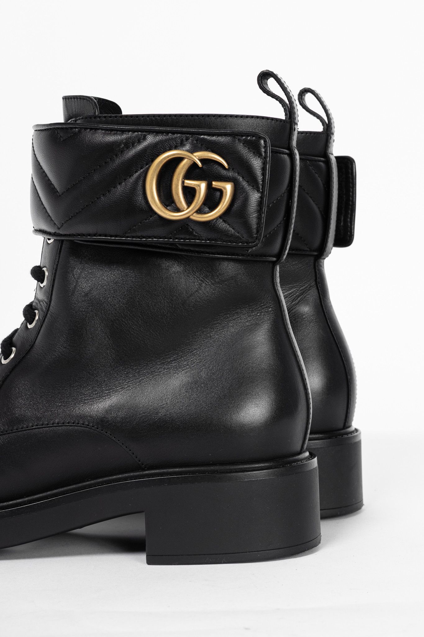 Gucci Gucci Black Leather Double G Combat Ankle Boots Size US 9 / IT 39 - 7 Thumbnail