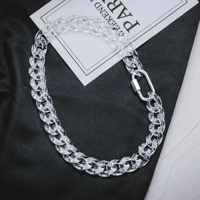 Jewelry See Through Cuban Chain Necklace Size ONE SIZE - 4 Thumbnail
