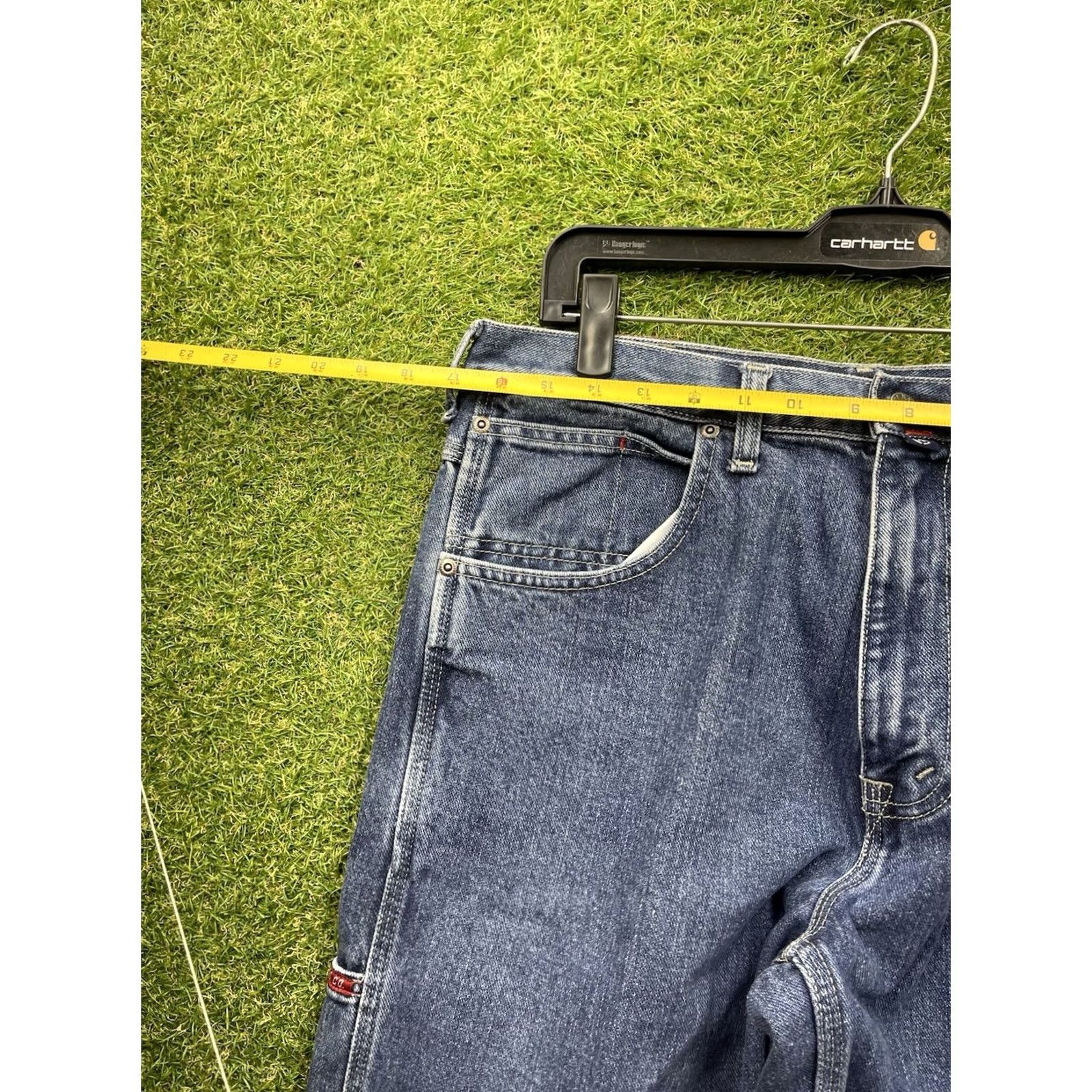 Nautica Nautica Jeans Mens 33x34 Relaxed Fit Dark Wash Denim 5-Pocket Logo Button Zipper Blue Straight Apparel Mens Jeans Size US 33 - 5 Thumbnail