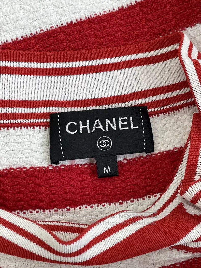 Chanel Chanel 19P Red Double C Striped Knitted Short Sleeve Size M / US 6-8 / IT 42-44 - 5 Thumbnail