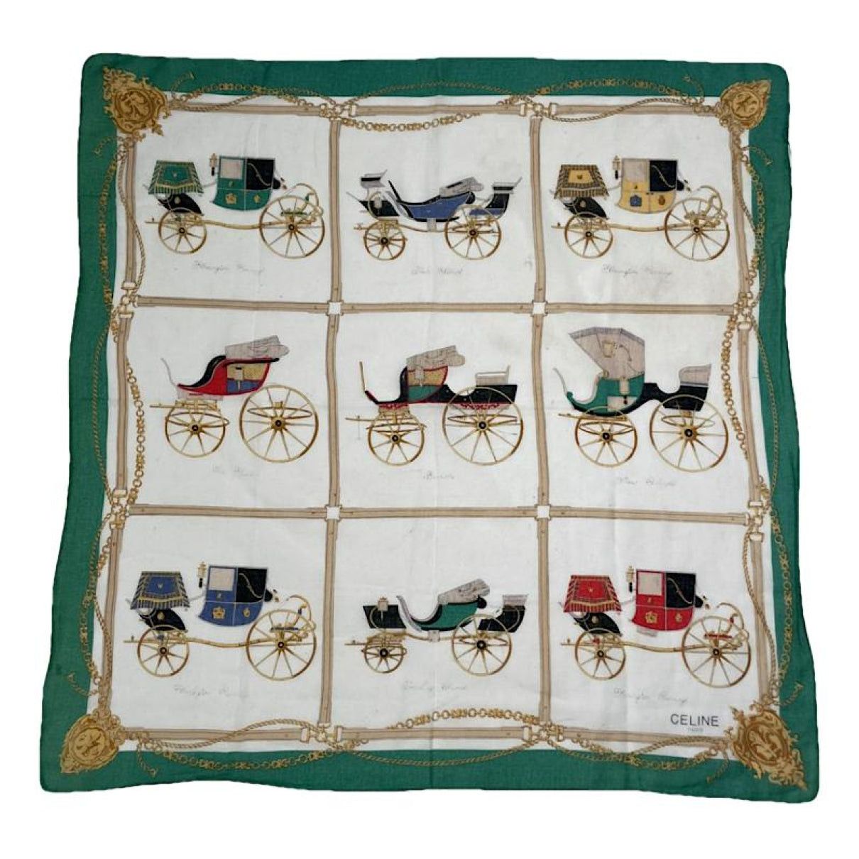 Celine Green Silk Silk Handkerchief Size ONE SIZE - 1 Thumbnail