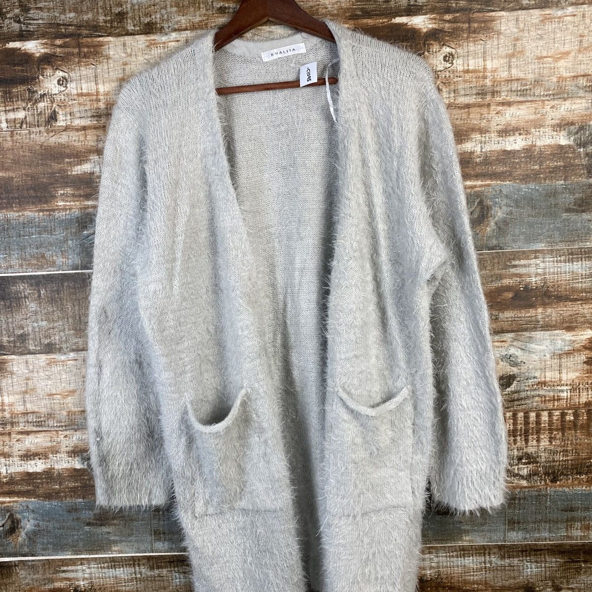Homespun Knitwear DL Khalita Gray Cardigan Fur shaggy Knitwear #C1095 Size XL / US 12-14 / IT 48-50 - 2 Thumbnail