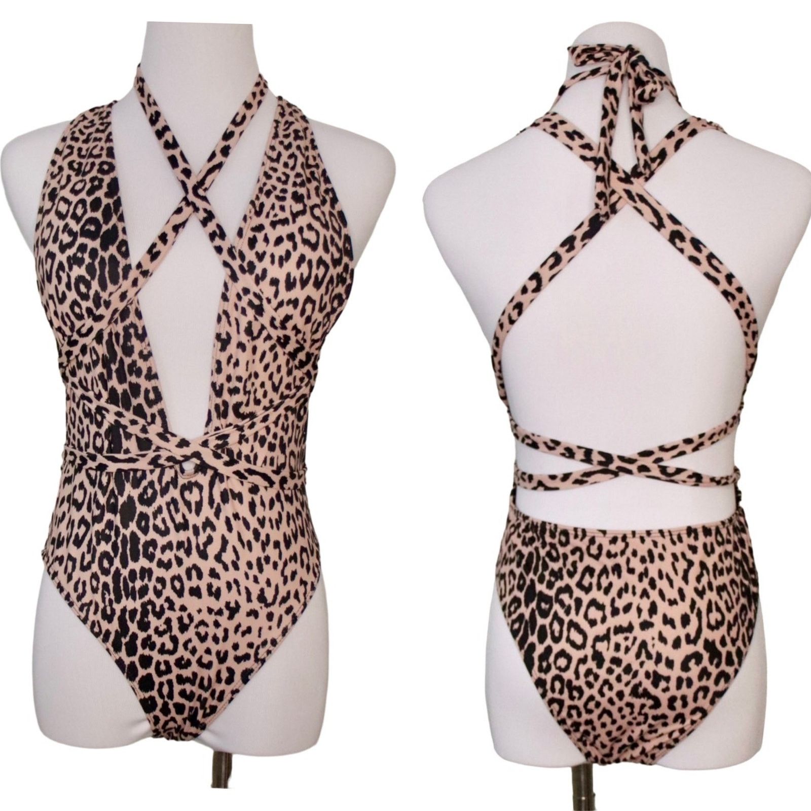 Shein Shein Cheetah Print Deep Plunge 1pc Swimsuit SMALL Baddie Size S / US 4 / IT 40 - 1 Thumbnail