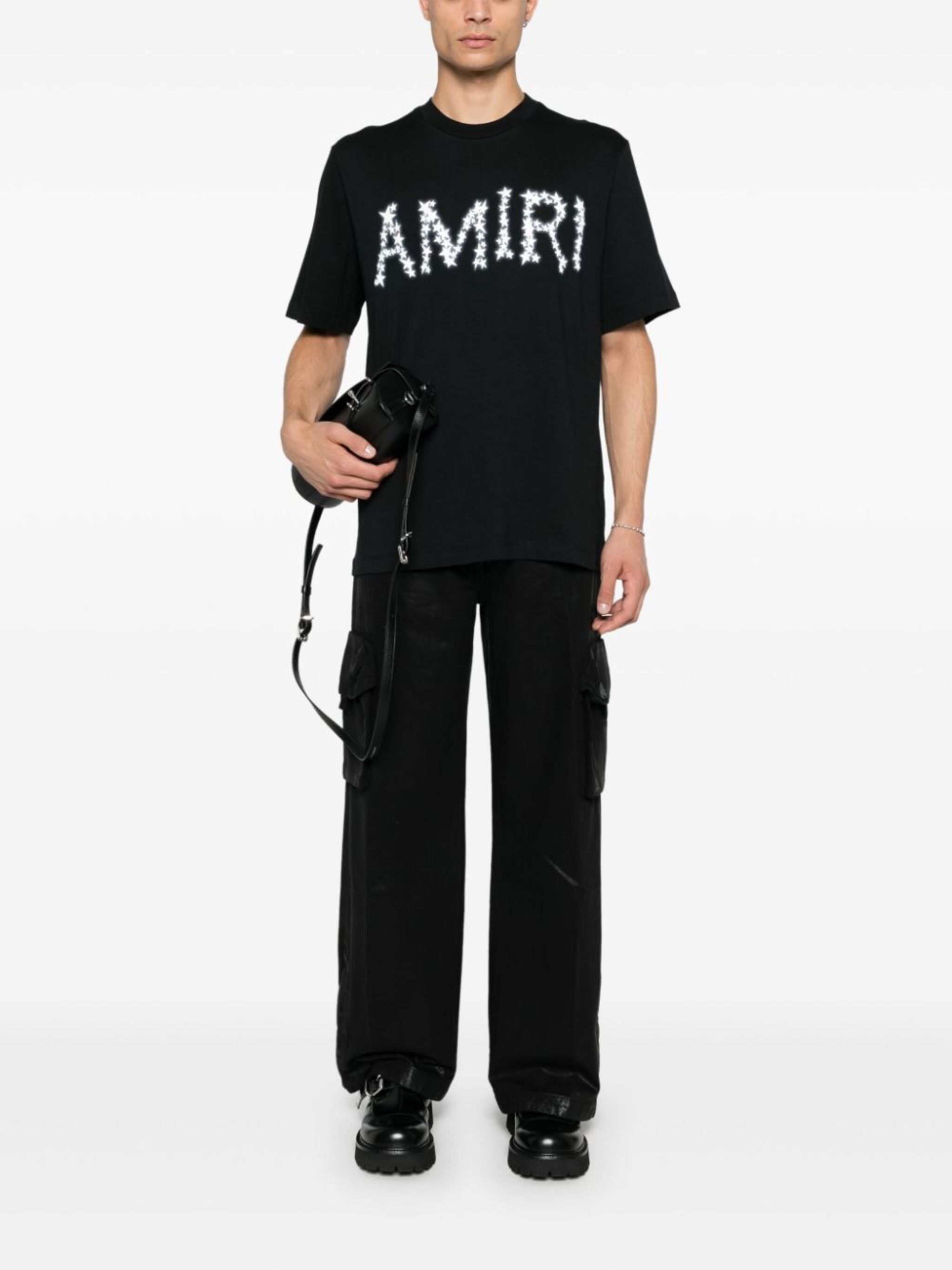 Amiri o1orln1125 Stars Logo T-Shirt in Black Size US M / EU 48-50 / 2 - 2 Thumbnail