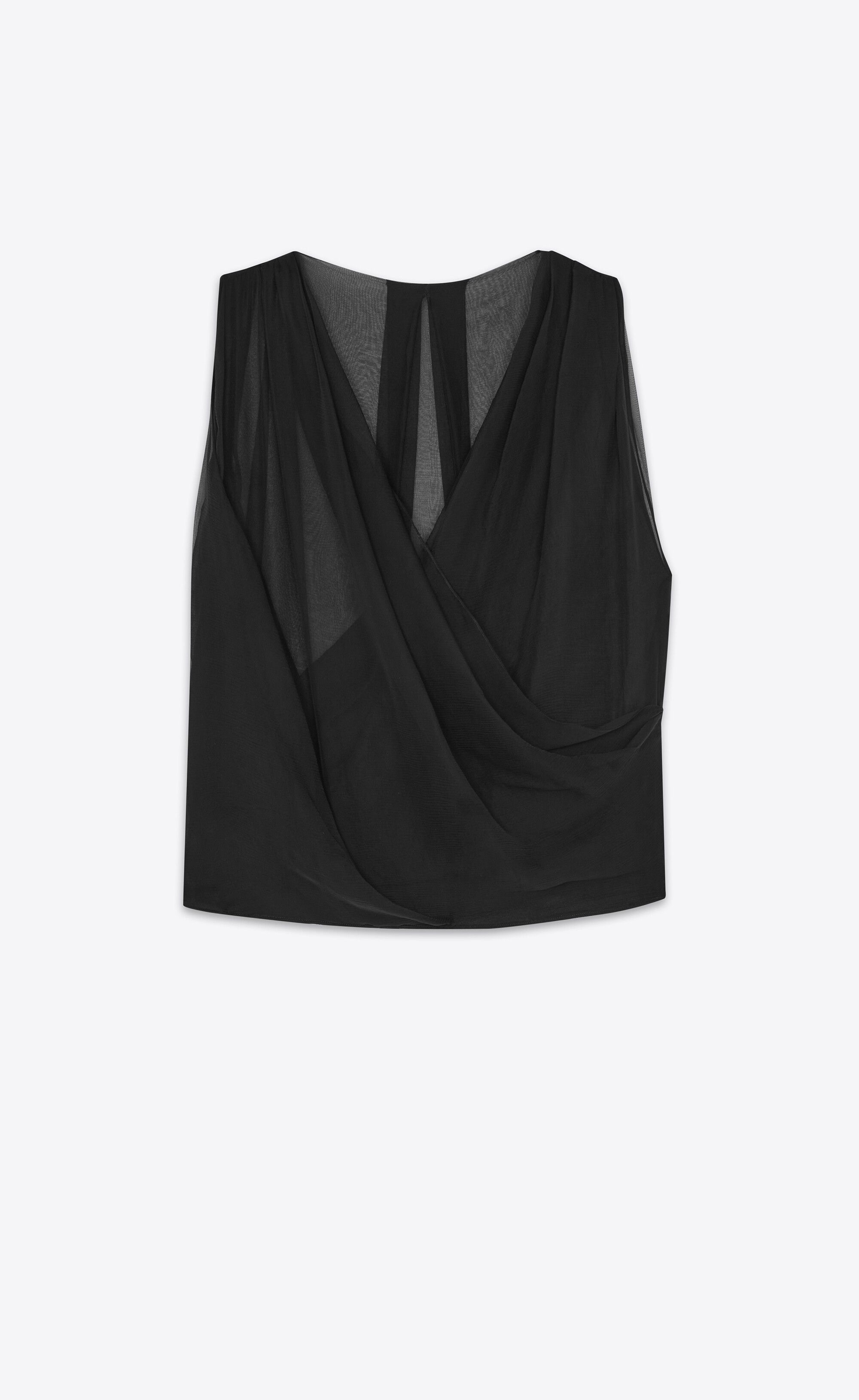 Saint Laurent Paris Wrap Top in Silk Muslin Size US S / EU 44-46 / 1 - 1 Thumbnail