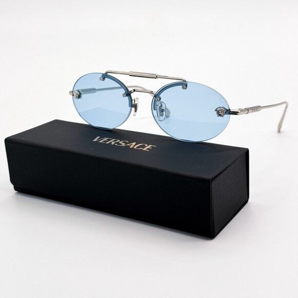 Versace NEW VERSACE SUNGLASSES VE2295 1000/1 BLUE WOMEN EYEWEAR VE22 Size ONE SIZE - 1 Thumbnail
