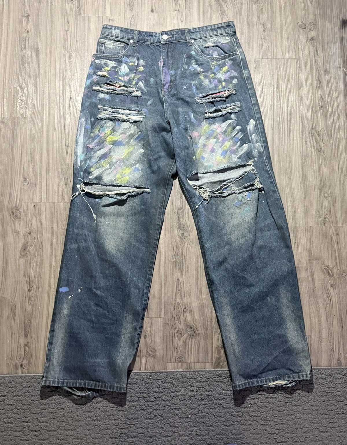 basketcase gallery Basketcase Gallery Lax Baggy Paint Splatter Jeans Size US 36 / EU 52 - 2 Thumbnail