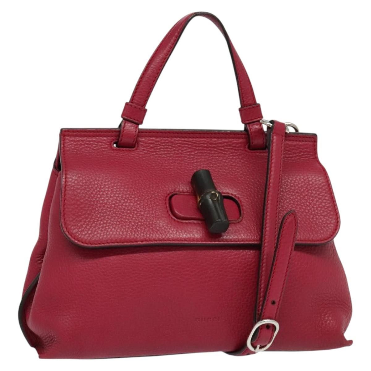 Gucci GUCCI Bamboo Daily Hand Bag Leather Pink Silver Size ONE SIZE - 1 Thumbnail