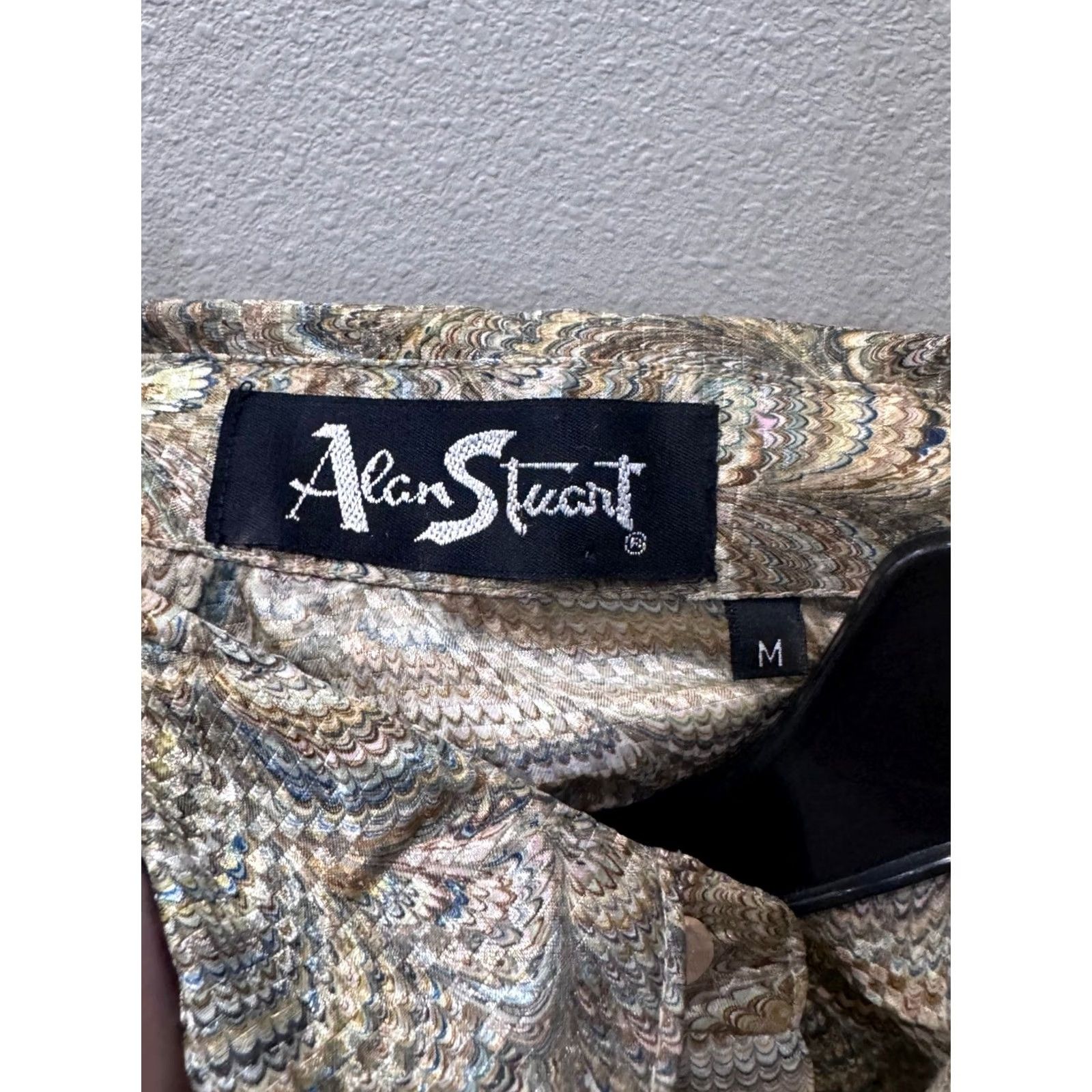 Vintage Alan Stuart POLO SHIRT Retro Banded Paisley Satin Medium M Mens Size US M / EU 48-50 / 2 - 7 Thumbnail