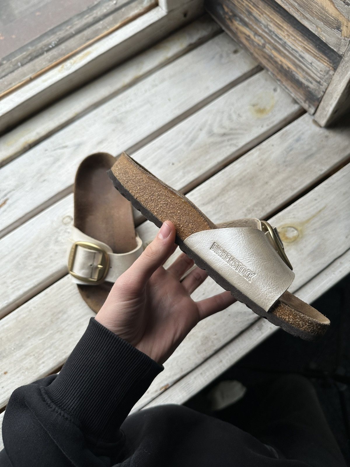 Birkenstock VNTG🚨 Birkenstock metal color Luxe Sandals rare slides Size US 6 / IT 36 - 11 Thumbnail