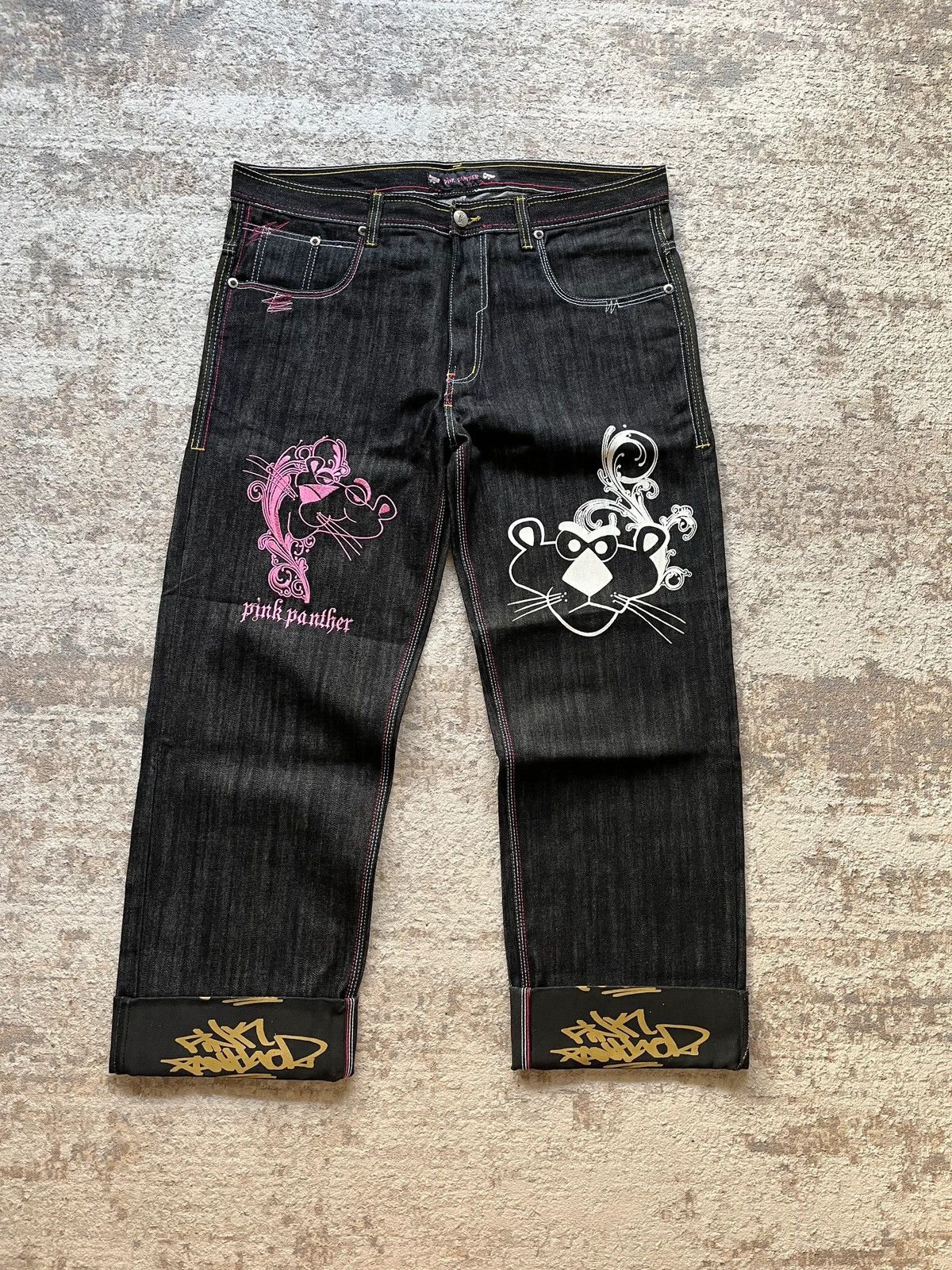 Vintage OG Pink Panter Hip-Hop Baggy Print Tag Graffiti Deadstock Size US 38 / EU 54 - 2 Thumbnail