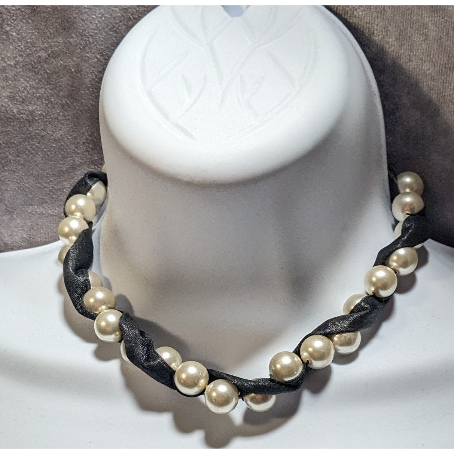 Other Ribbon & Faux Pearl Torsade Necklace Size ONE SIZE - 3 Thumbnail