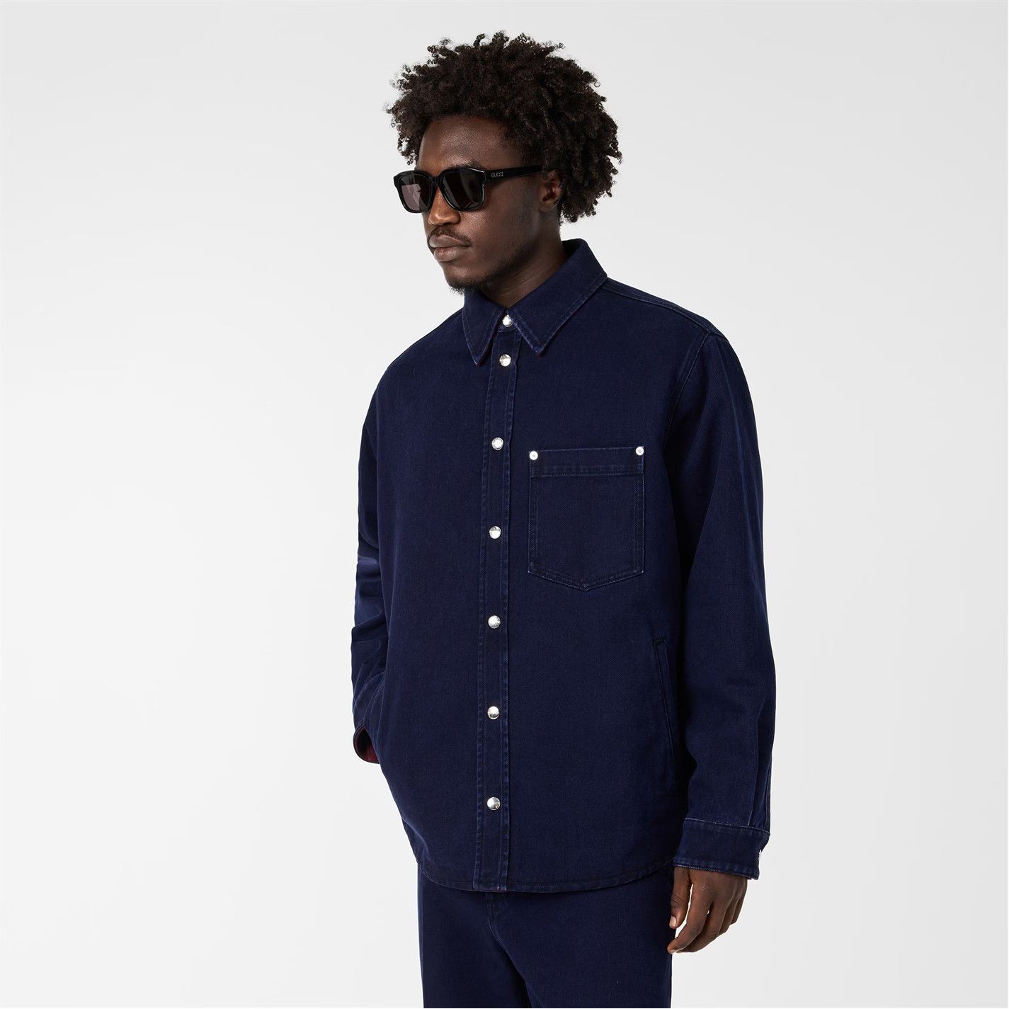 Gucci o1g2r1mq0426 Long Sleeve Denim Shirt in Blue Size US L / EU 52-54 / 3 - 3 Thumbnail