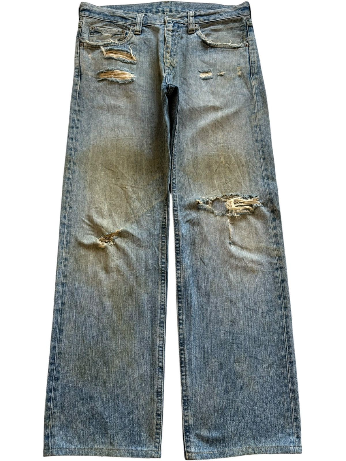 Uniqlo SALES🔥Vintage Uniqlo Mud Wash Distressed Baggy Jeans Size US 33 - 1 Thumbnail