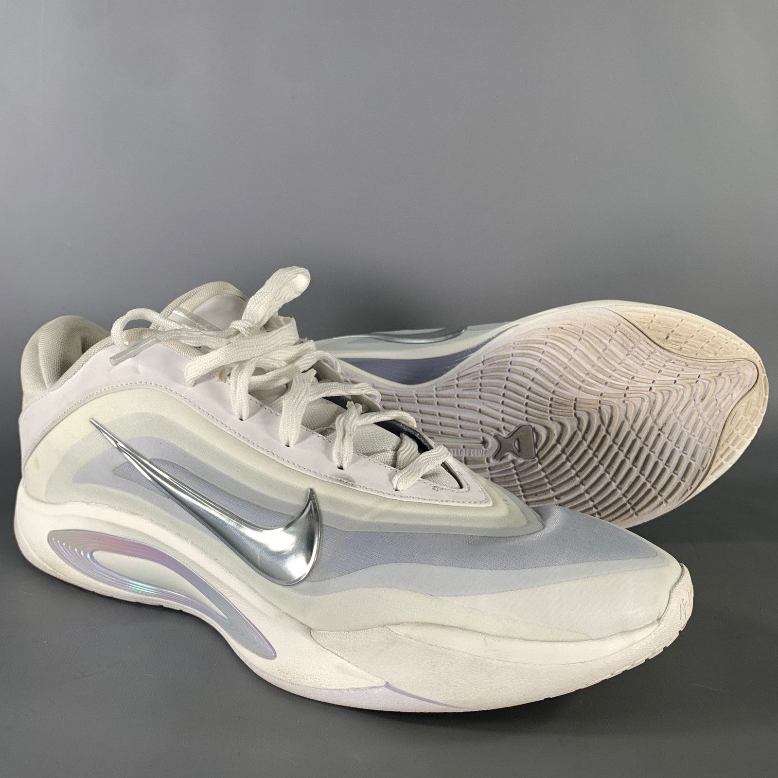 Nike NIKE White Silver Mixed Patterns Canvas B-Ball Snkrs Size US 15 / EU 48 - 5 Thumbnail