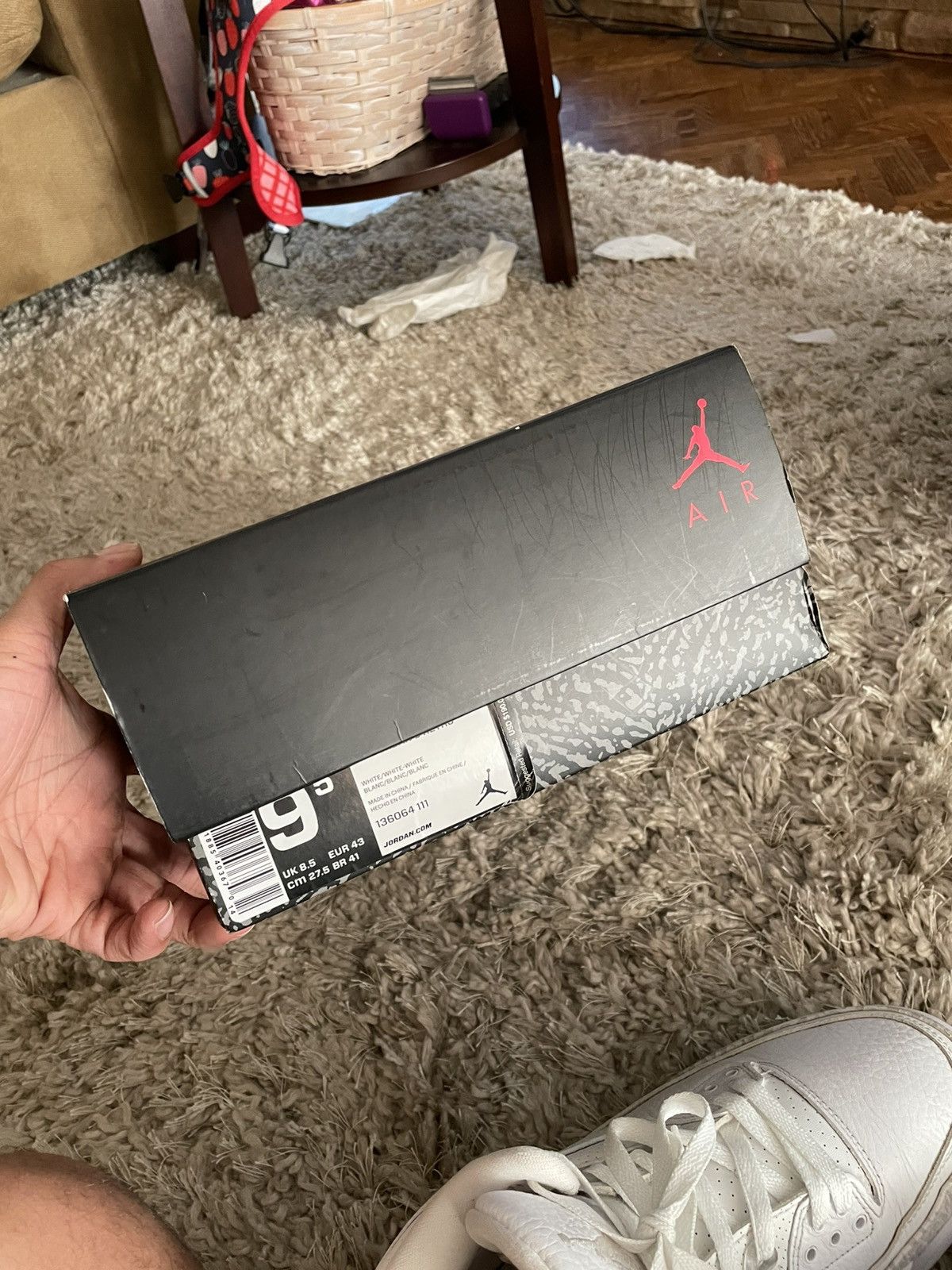 Jordan Brand Jordan 3 Pure White Size US 9.5 / EU 42-43 - 11 Thumbnail