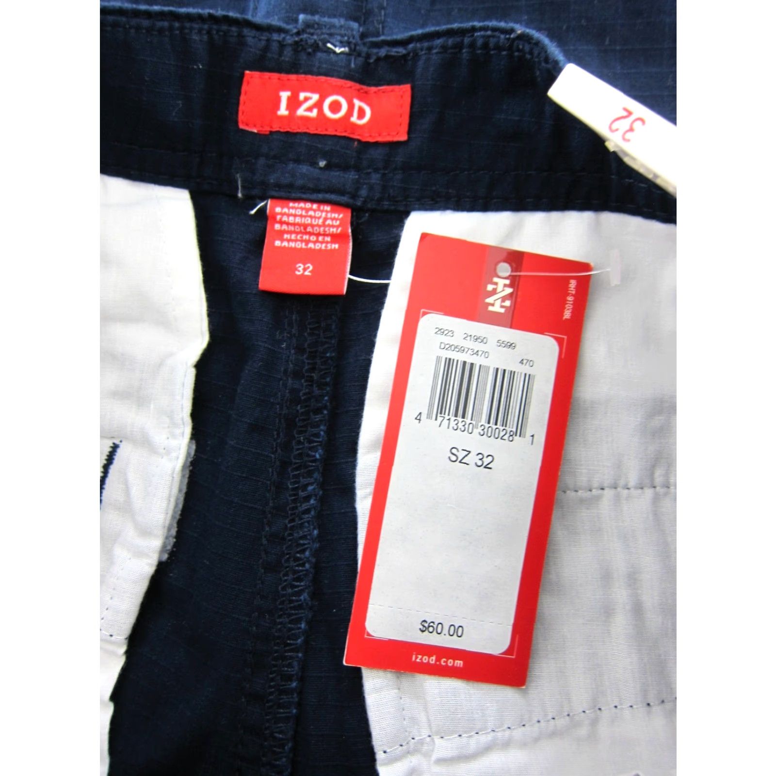 Izod IZOD Cargo Shorts Men 32 Navy Blue Flat Front Cotton Chino 2 Pair NWT Flat Front Size US 32 / EU 48 - 3 Thumbnail