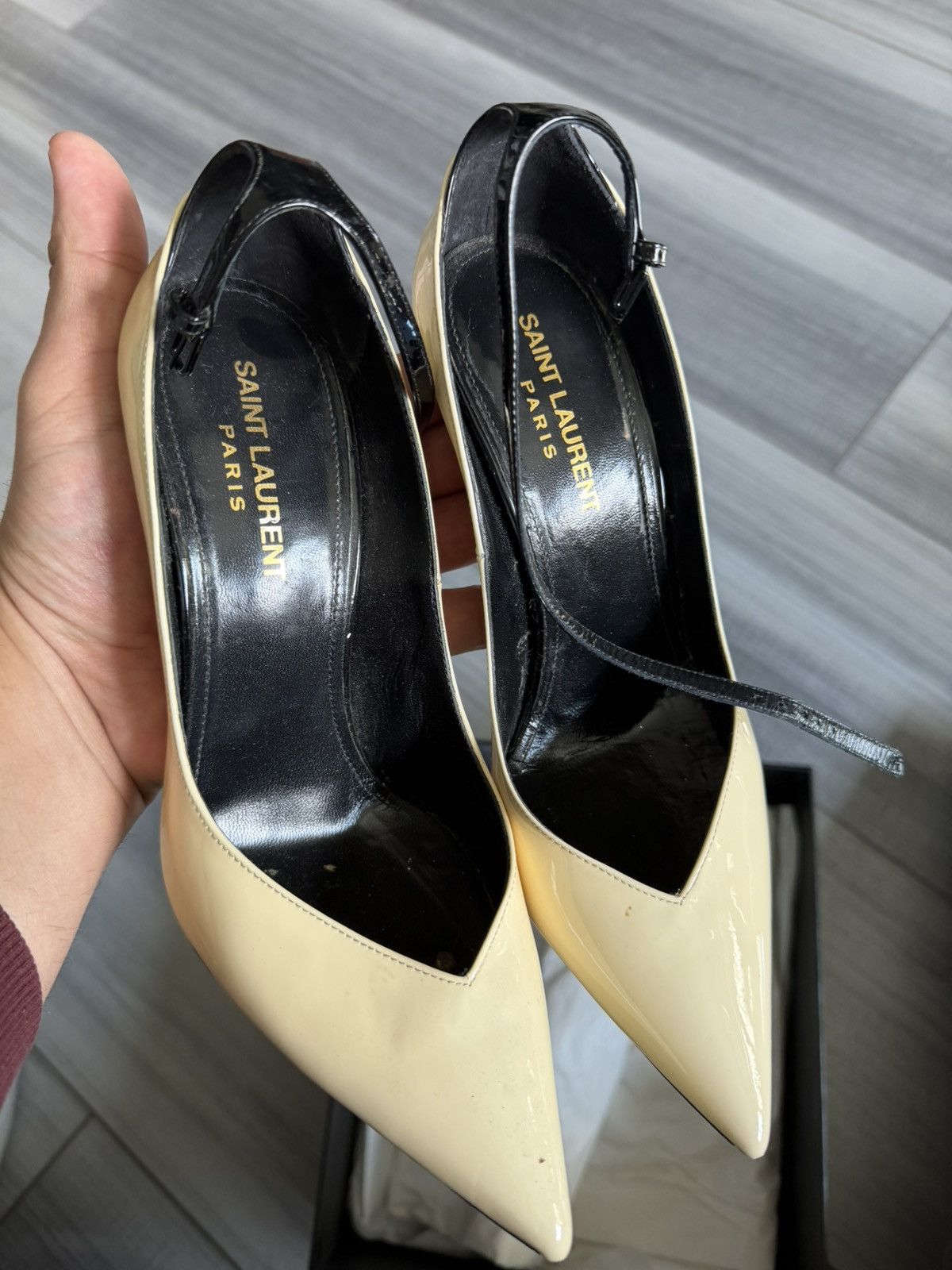 Saint Laurent Paris Saint Laurent Zoe 105 Patent Leather Heels Pumps Nude 37+ Size US 7 / IT 37 - 2 Thumbnail