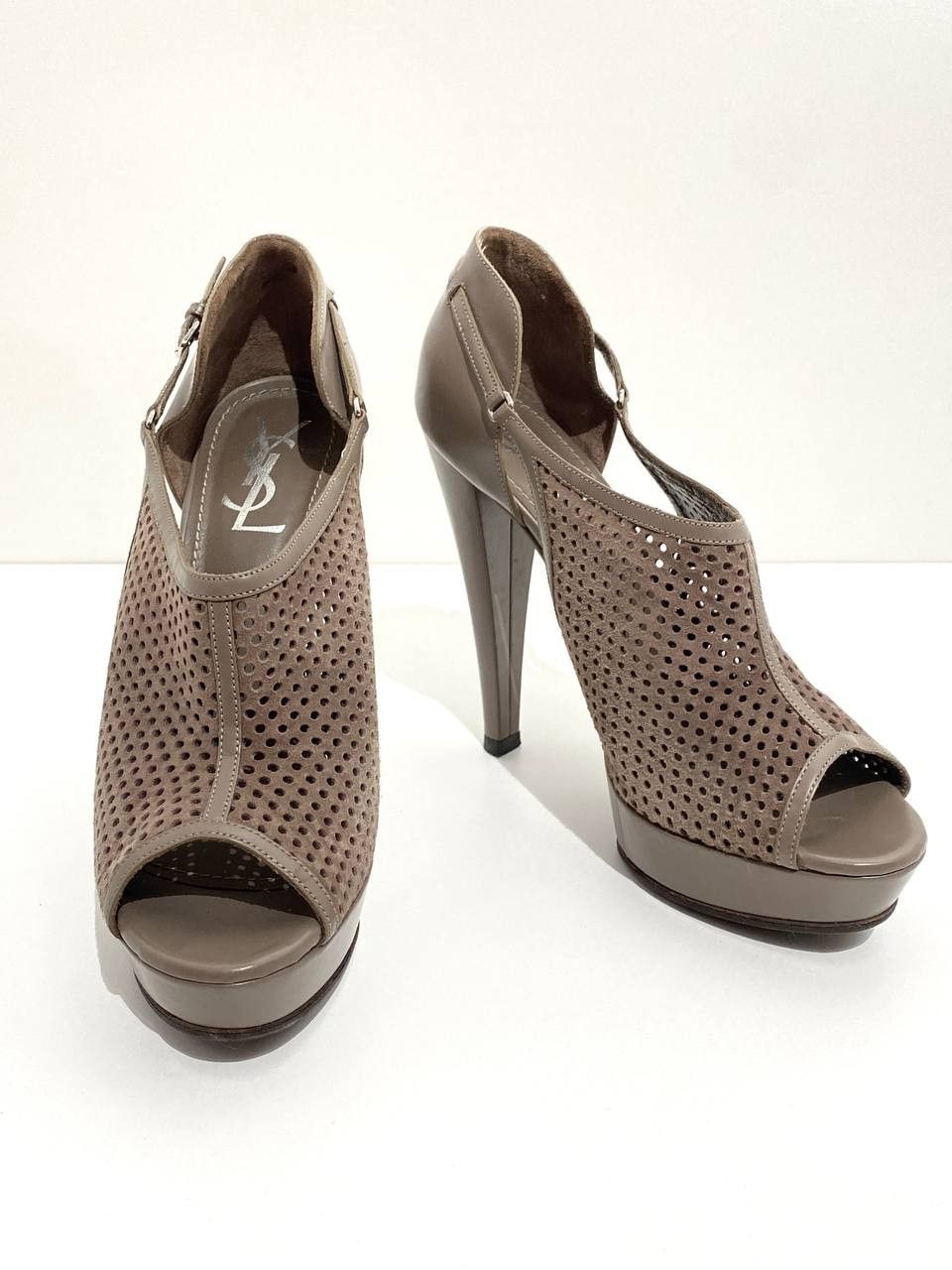 Yves Saint Laurent Yves Saint Laurent Leather Lase Peep Toe Heel Sandals Shoes Size US 7.5 / IT 37.5 - 6 Thumbnail