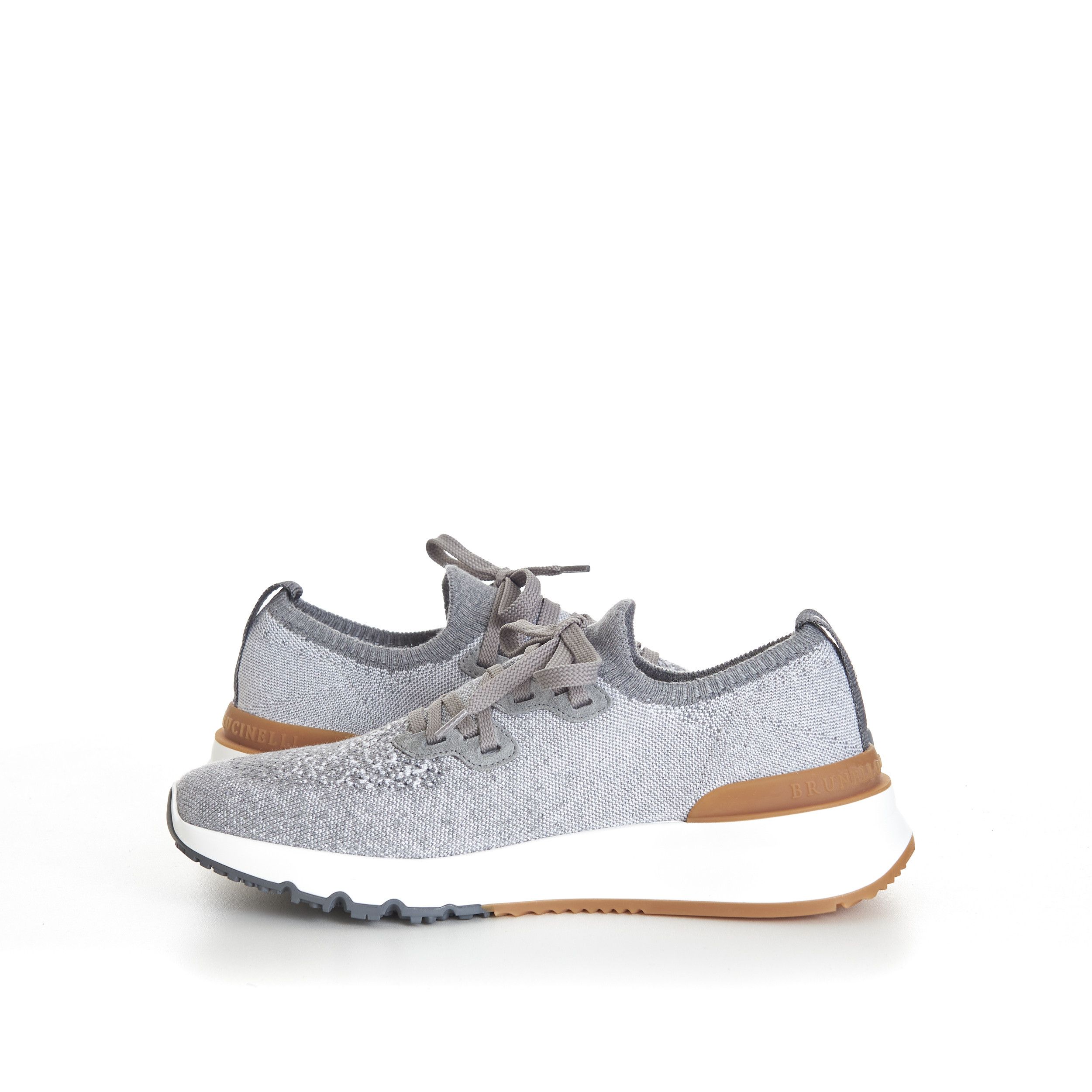 Brunello Cucinelli Grey Low Top Cotton Chiné Knit Runners Size US 13 / EU 46 - 9 Thumbnail